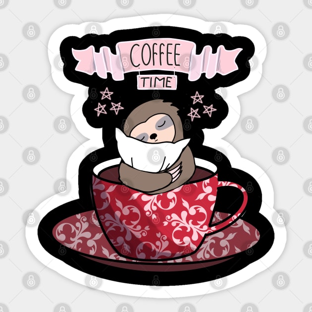 Sloth and coffee cup Sticker by Collagedream